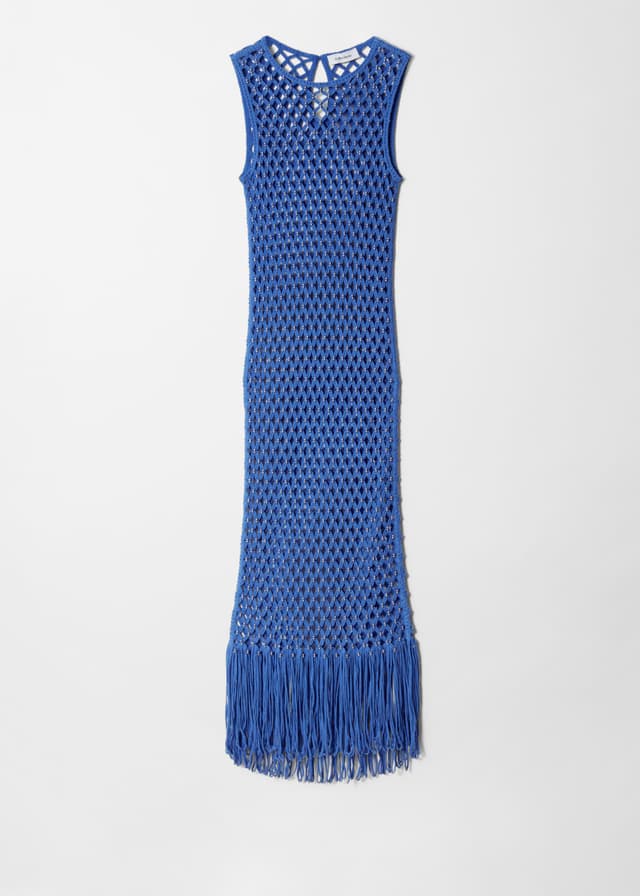 Hålstickad midiklänning